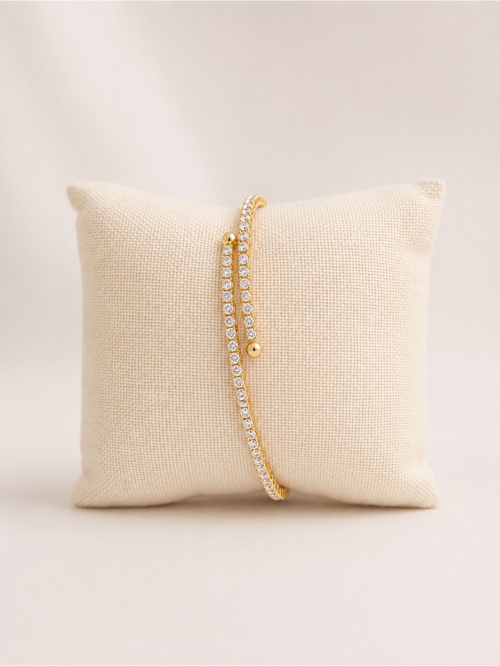 Gold Crystal Double-Row Tennis Bracelet - Women's Jewelry